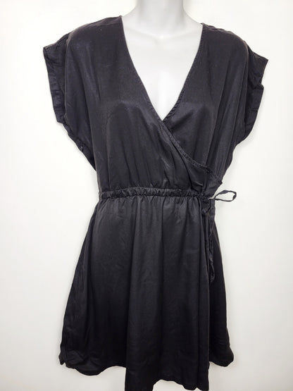 Tentree black Woven Tencel Wrap Dress | Size MEDIUM