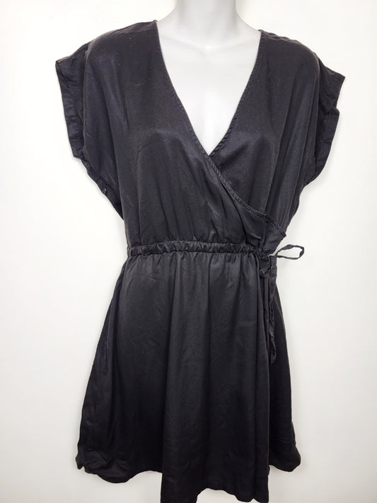 Tentree black Woven Tencel Wrap Dress | Size MEDIUM