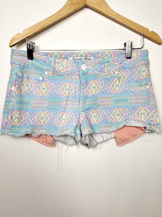 Celebrity Pink Pastel Aztec Print Low Rise Denim Shorts | Size 11