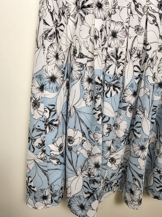 Ricki's white and blue floral print sleeveless fit 'n flare dress | Size 16