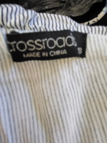 Crossroads blue striped ruffled one shoulder viscose dress | Size 18