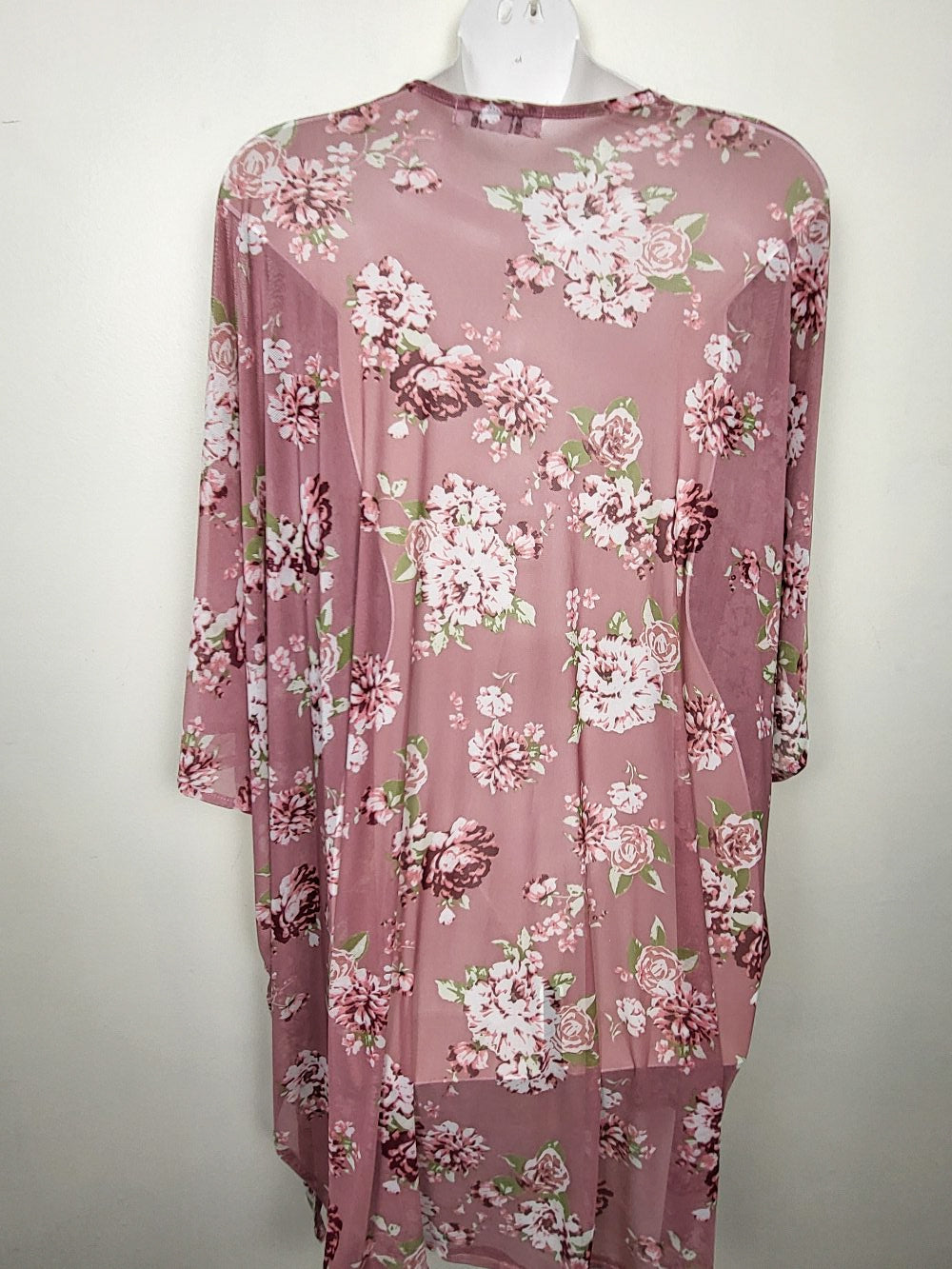 Majora pink floral print open kimono top | Sizes like 2X