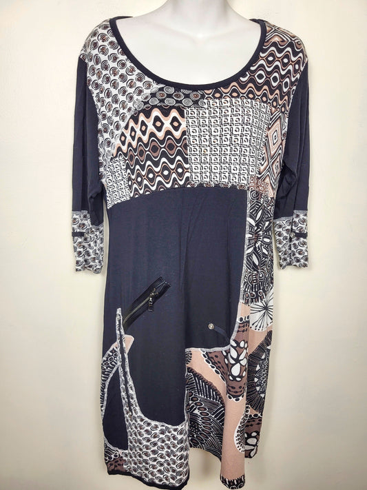 Linea Domani abstract print rayon dress | Size XL