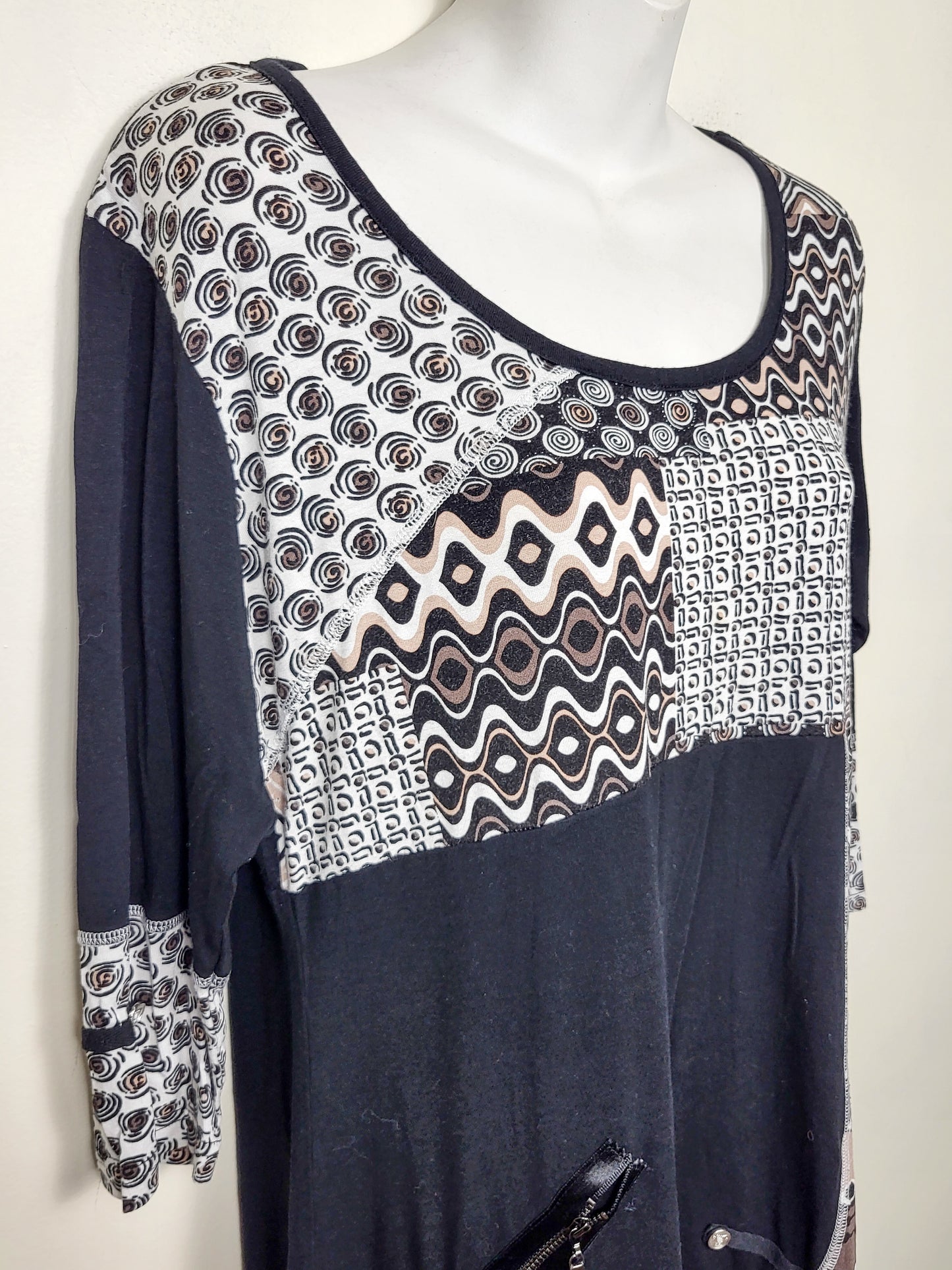Linea Domani abstract print rayon dress | Size XL