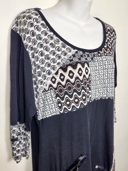 Linea Domani abstract print rayon dress | Size XL
