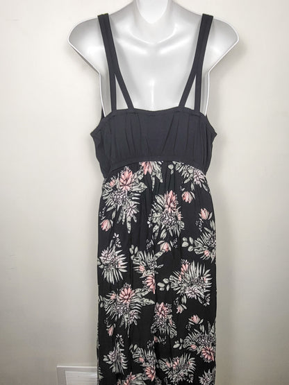 Warehouse One black floral print sleeveless maxi dress | Size XL