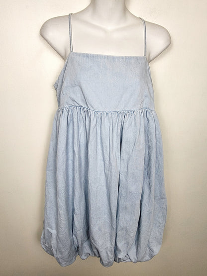 Divided denim sleeveless babydoll dress with bubble hem | Size MEDIUM