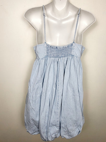 Divided denim sleeveless babydoll dress with bubble hem | Size MEDIUM
