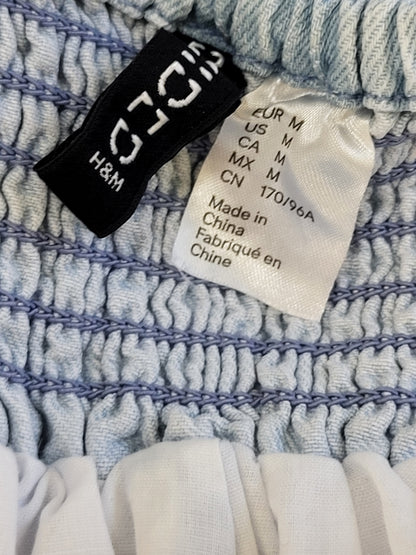 Divided denim sleeveless babydoll dress with bubble hem | Size MEDIUM