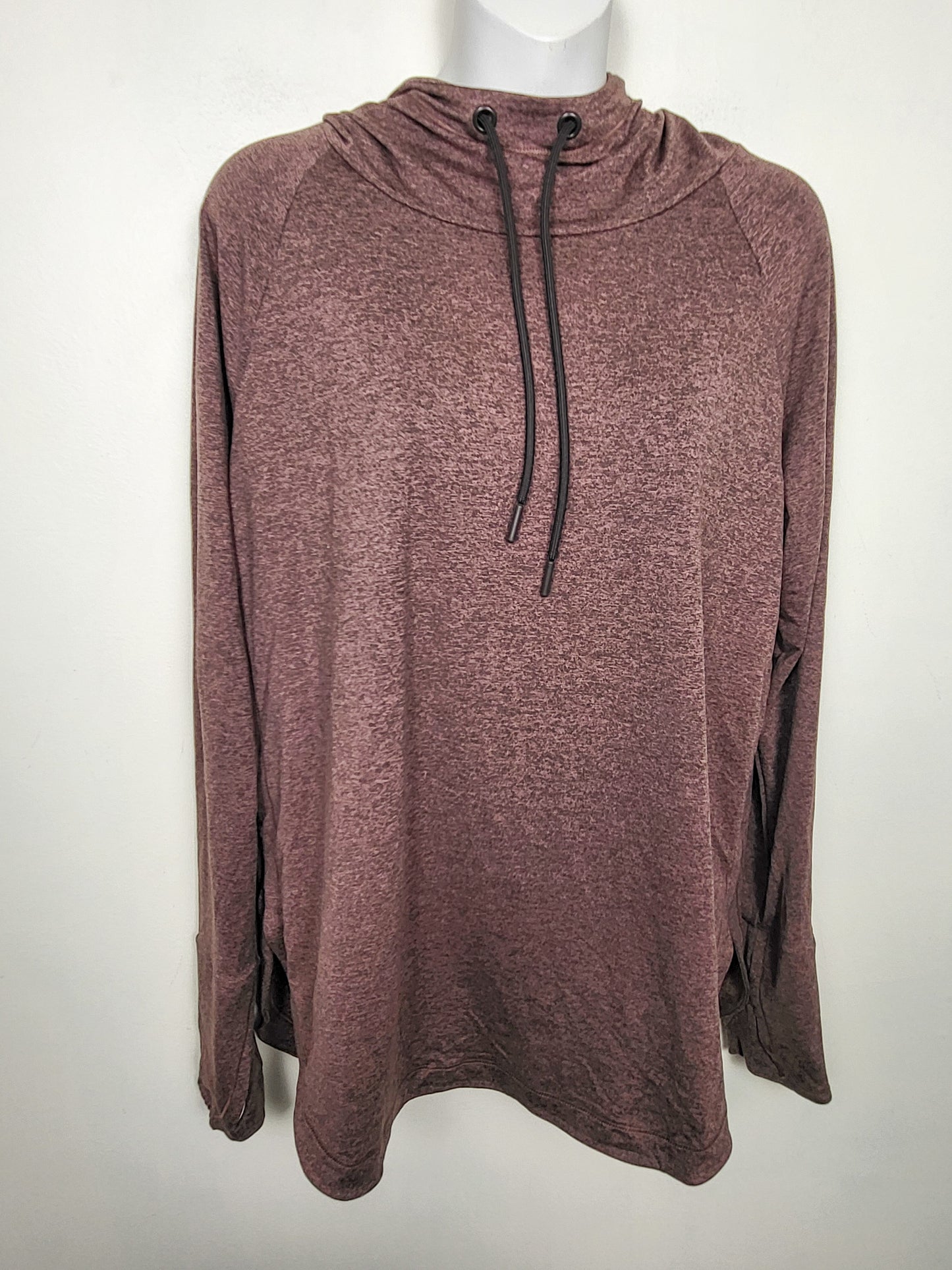 Athleta Uptempo Hoodie in a heathered mauve colour | Size MEDIUM