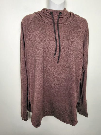 Athleta Uptempo Hoodie in a heathered mauve colour | Size MEDIUM