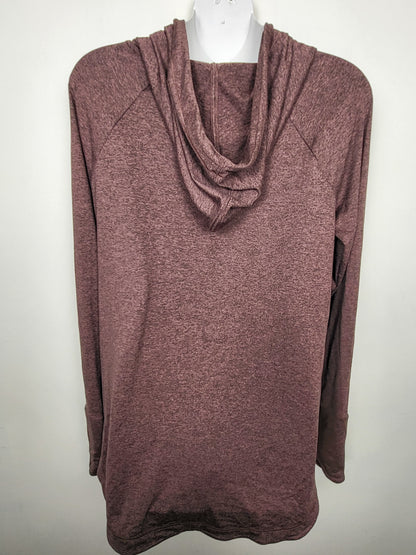 Athleta Uptempo Hoodie in a heathered mauve colour | Size MEDIUM