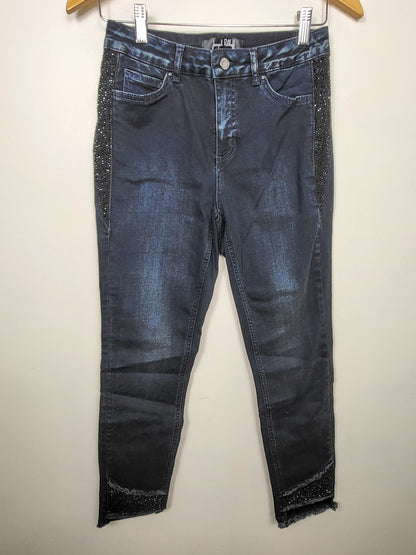 Joseph Ribkoff classic slim jeg jeans with rhinestone strips | Size 6