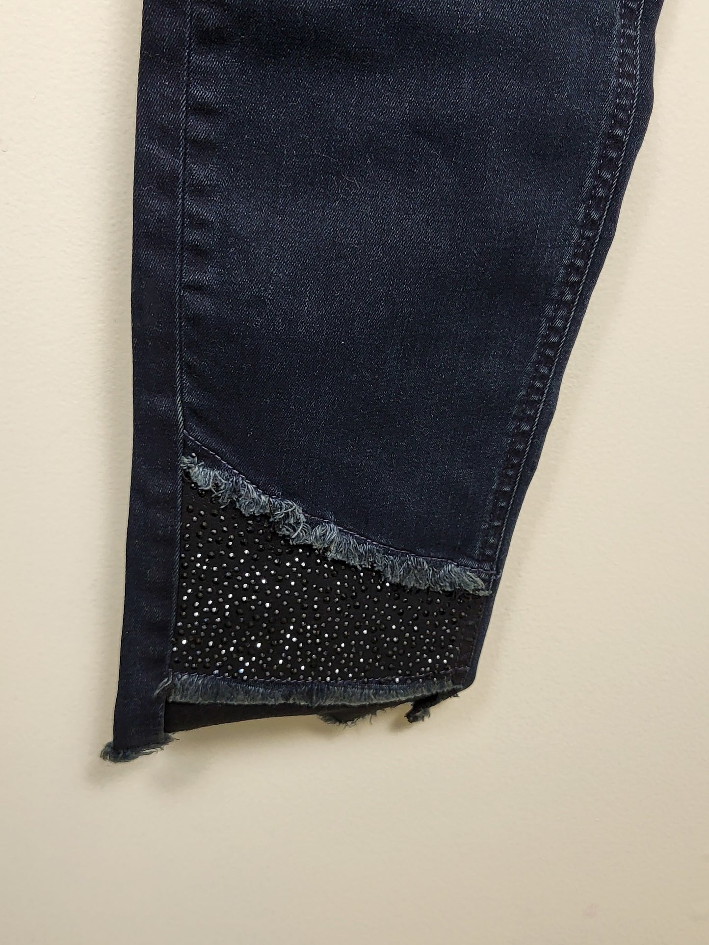 Joseph Ribkoff classic slim jeg jeans with rhinestone strips | Size 6