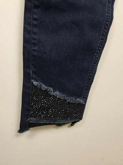 Joseph Ribkoff classic slim jeg jeans with rhinestone strips | Size 6
