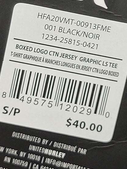 NEW - Hurley black boxed logo graphic tee | Men's size SMALL