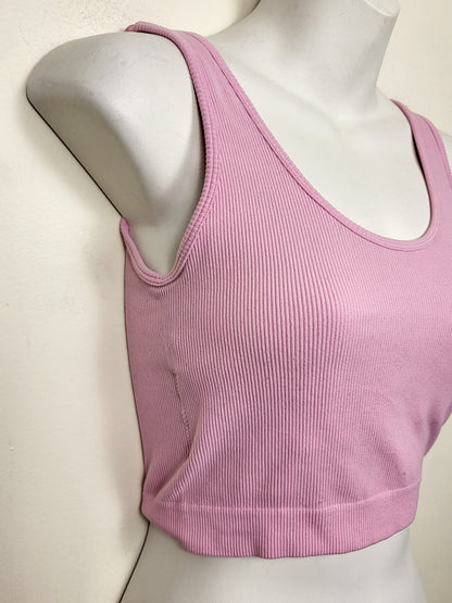 Streetwear Society pink ribbed cropped tank top | Size SMALL / MEDIUM