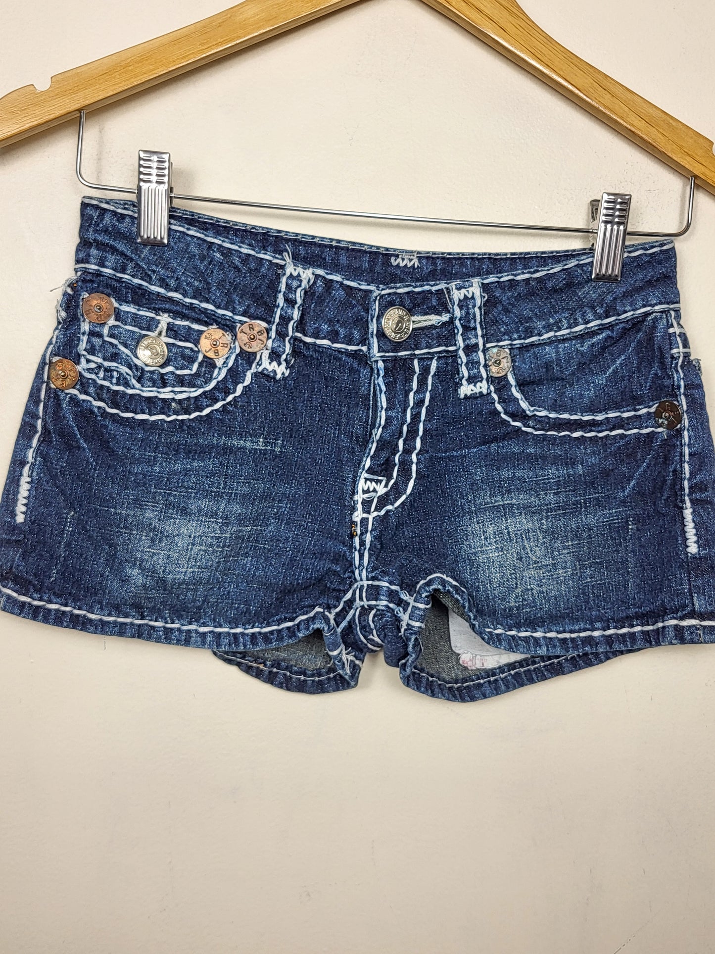 True Religion Joey Super T Low-Rise Denim Shorts | Size 26