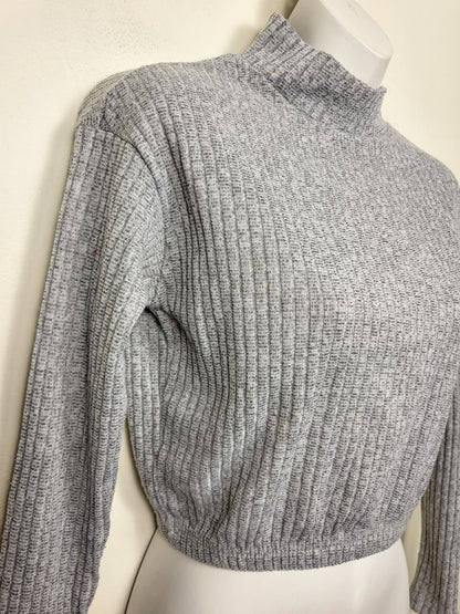 Olivia Rae Ribbed Mock Neck Cropped Sweater | Size SMALL