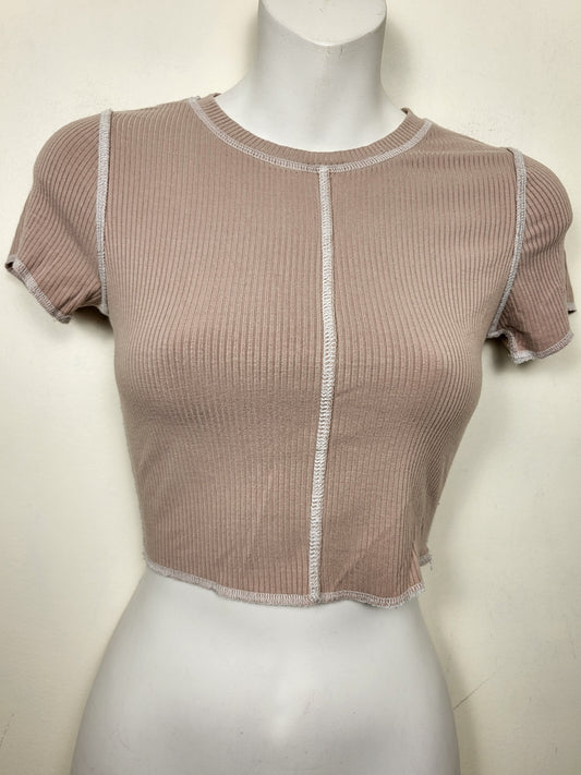 Garage pinky-beiged ribbed crop top | Size XS