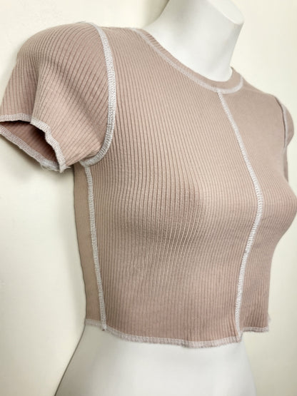 Garage pinky-beiged ribbed crop top | Size XS
