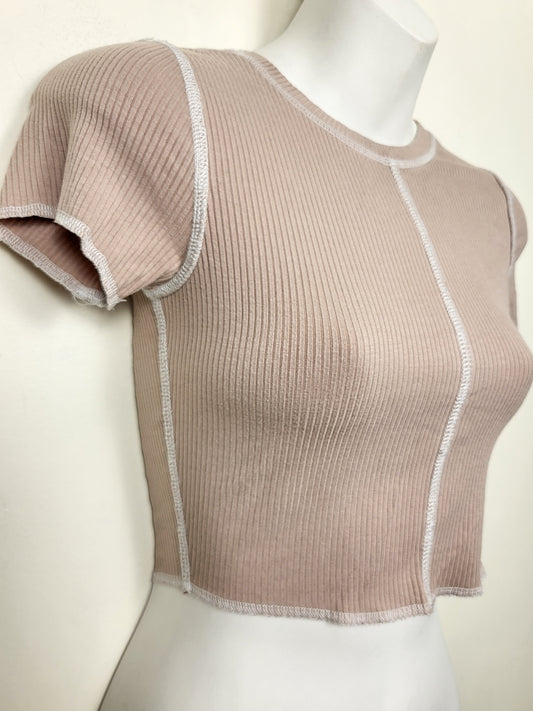 Garage pinky-beiged ribbed crop top | Size XS