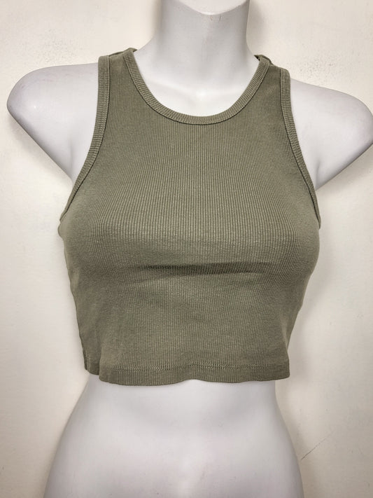 Streetwear Society green ribbed cropped tank top | Size SMALL
