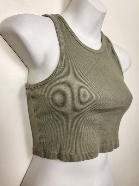 Streetwear Society green ribbed cropped tank top | Size SMALL