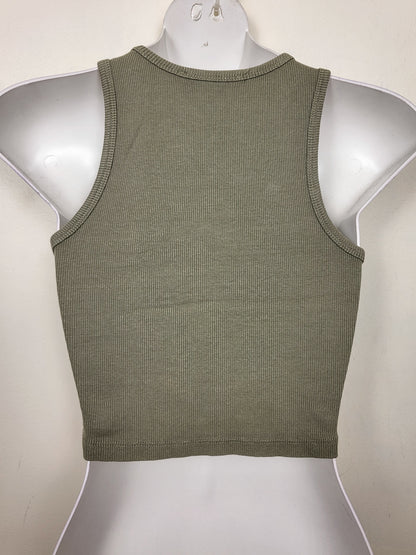Streetwear Society green ribbed cropped tank top | Size SMALL