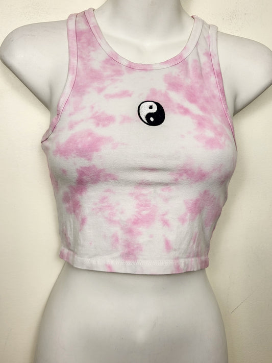 Streetwear Society pink tie dyed cropped tank top | Size SMALL