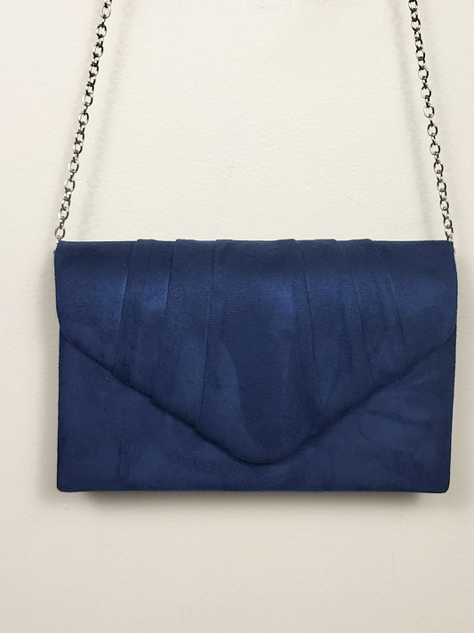 Blue velvet envelope style clutch crossbody