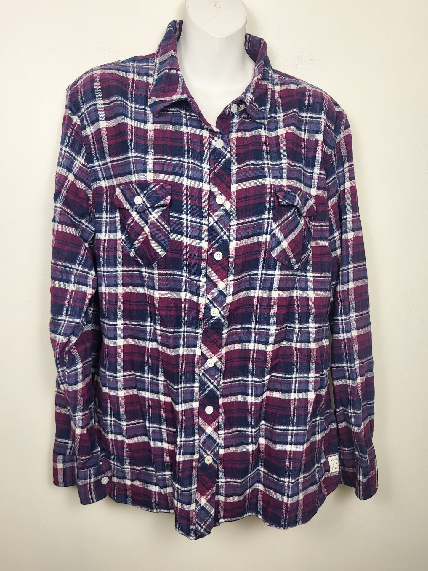 Vintage Weatherproof plaid flannel button down shirt | Size XXL