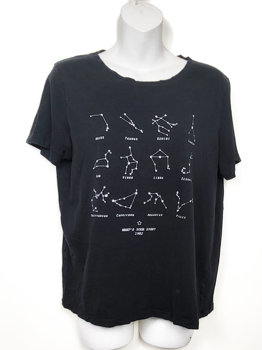Ardene black "What's Your Sign" t-shirt | Size MEDIUM