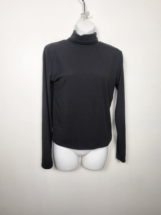 Ardene black ribbed mock neck crop top | Size LARGE