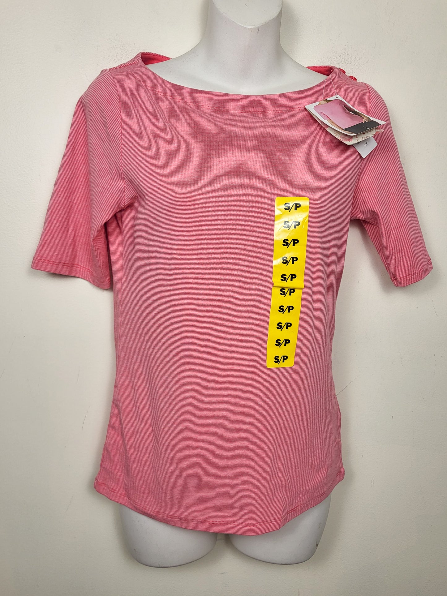 NEW - Seg'ments pink striped boat neck t-shirt | Size SMALL