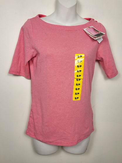 NEW - Seg'ments pink striped boat neck t-shirt | Size SMALL