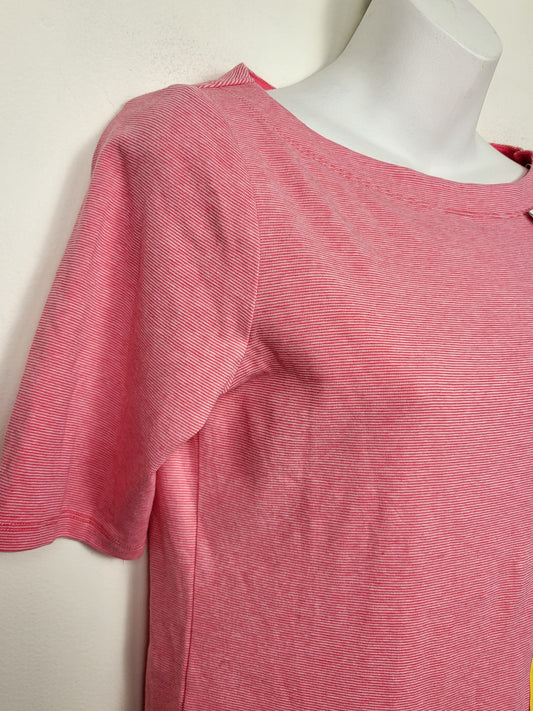 NEW - Seg'ments pink striped boat neck t-shirt | Size SMALL