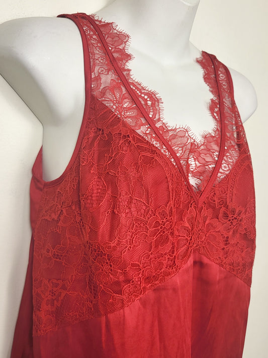 NEW - H and M red lace trimmed camisole top | Size SMALL