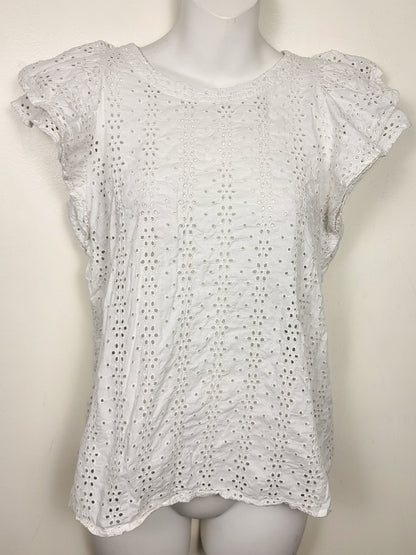 Gap white eyelet ruffle blouse | Size XS