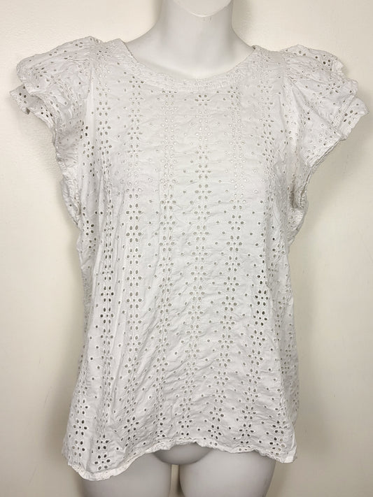 Gap white eyelet ruffle blouse | Size XS