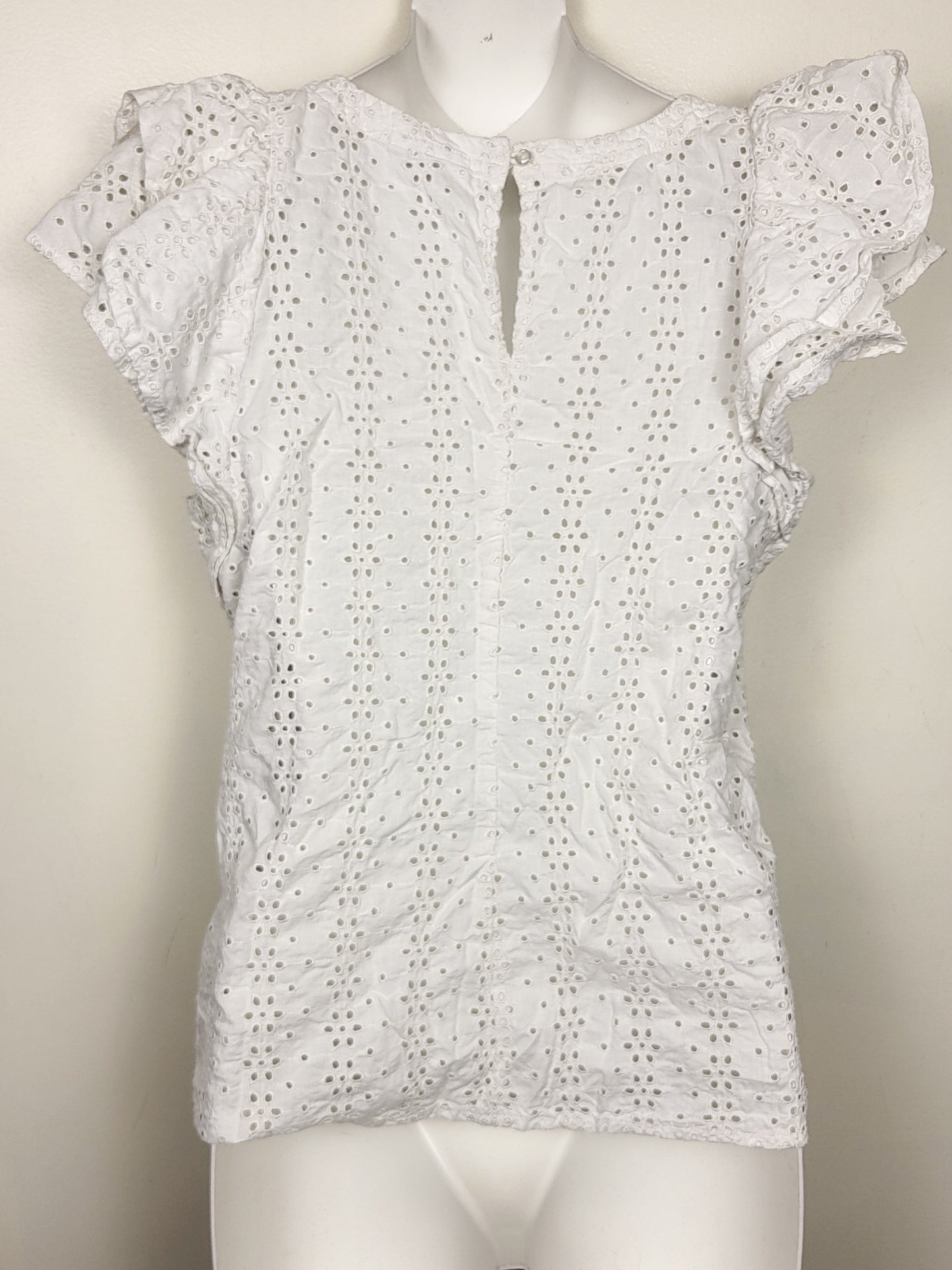 Gap white eyelet ruffle blouse | Size XS