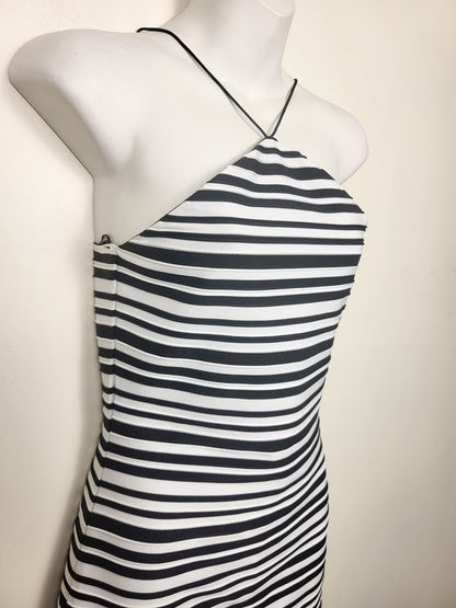 Topshop striped halter neck bodycon mini dress | Size 4