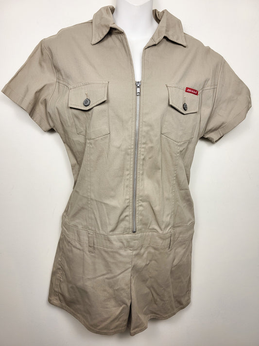 Dickies Girl khaki short slleeve twill coverall romper / utility play suit | Size 11