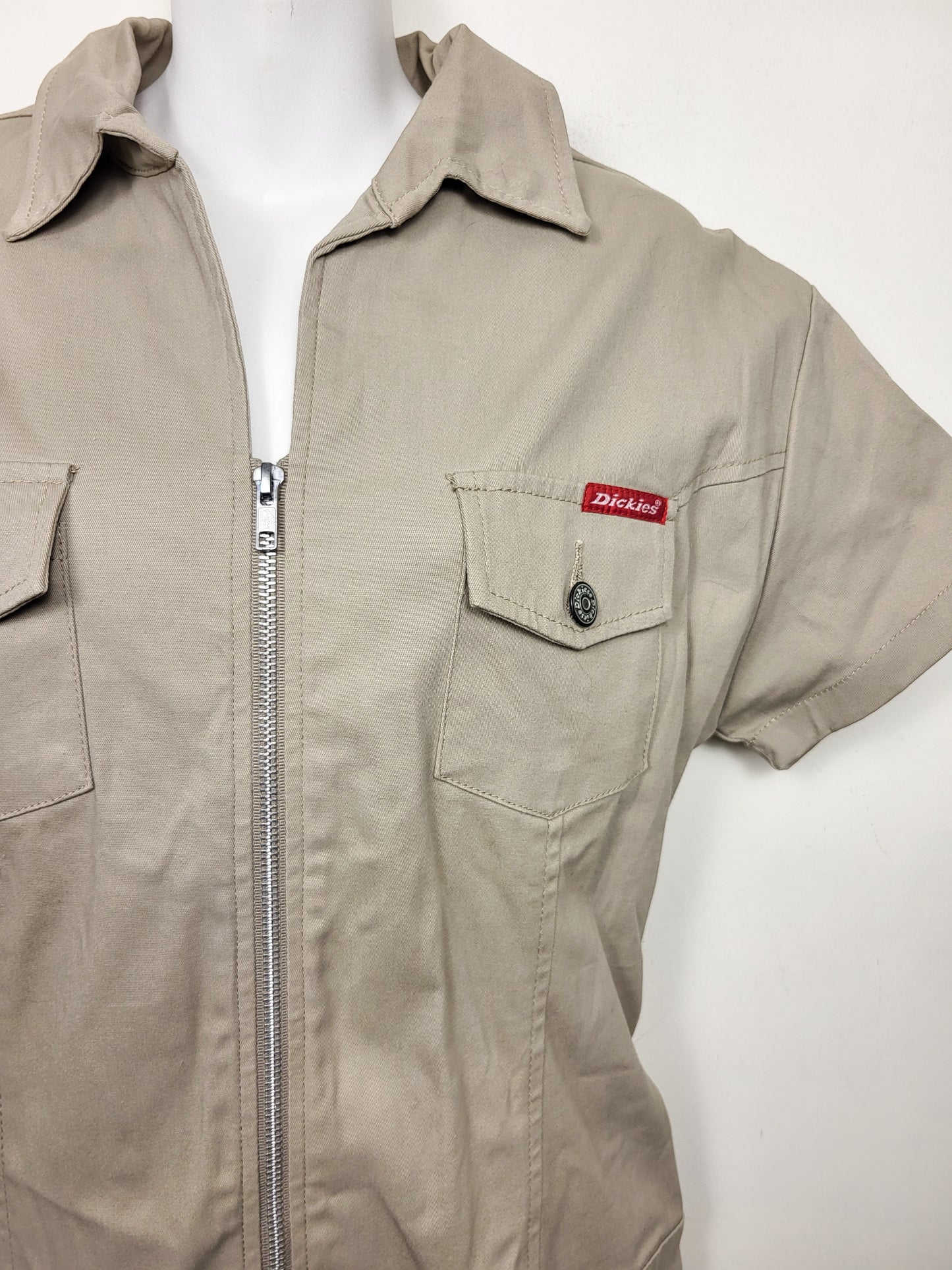 Dickies Girl khaki short slleeve twill coverall romper / utility play suit | Size 11