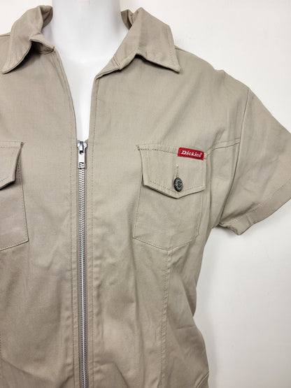 Dickies Girl khaki short slleeve twill coverall romper / utility play suit | Size 11