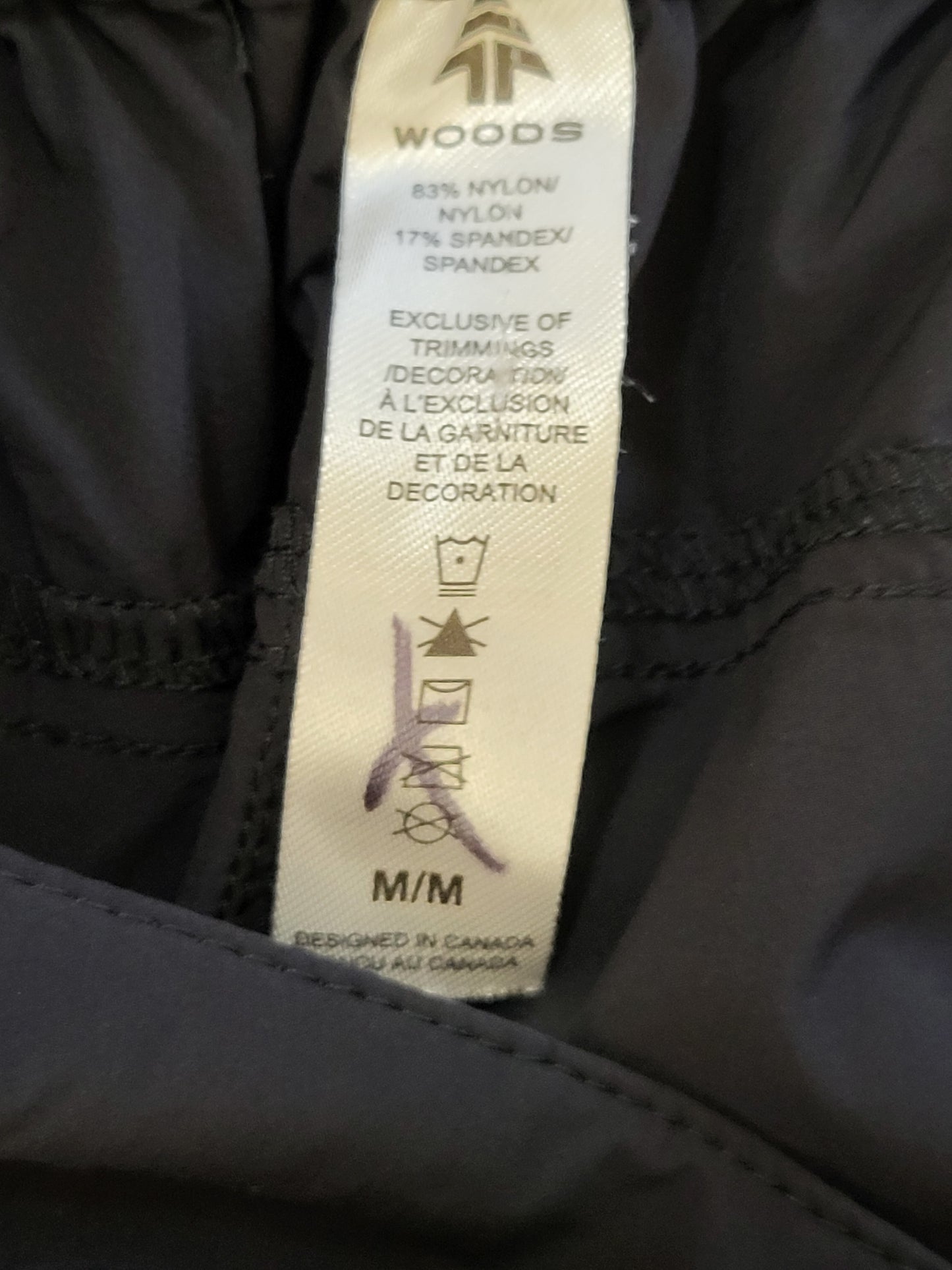 Woods black technical trail / hiking pants. Size MEDIUM