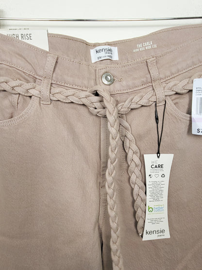 NEW - Kensie Jeans taupe "The Carla" high rise wide leg jeans | Size 6 (28)