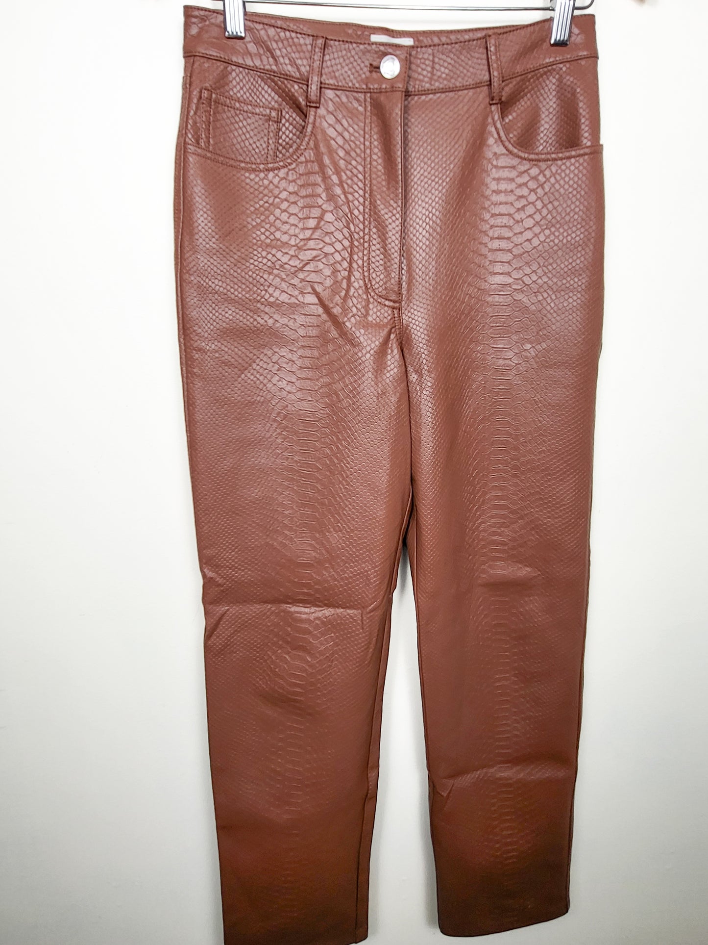 Wilfred cognac python pattern faux leather "Melina" pants | Size 8