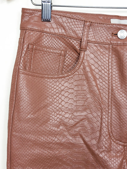 Wilfred cognac python pattern faux leather "Melina" pants | Size 8