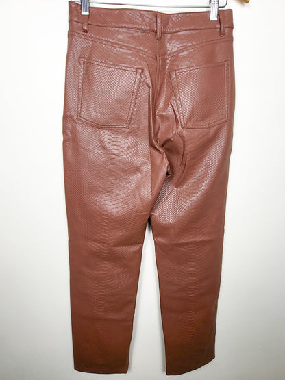 Wilfred cognac python pattern faux leather "Melina" pants | Size 8